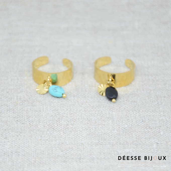 Bague acier inoxydable turquoise ou noir