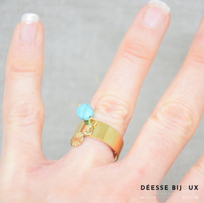 Bague acier inoxydable turquoise ou noir