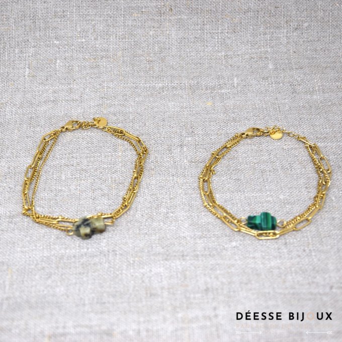 Bracelet chaine avec croix en pierre