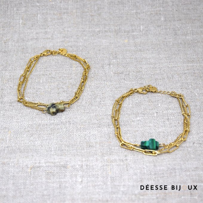 Bracelet chaine avec croix en pierre