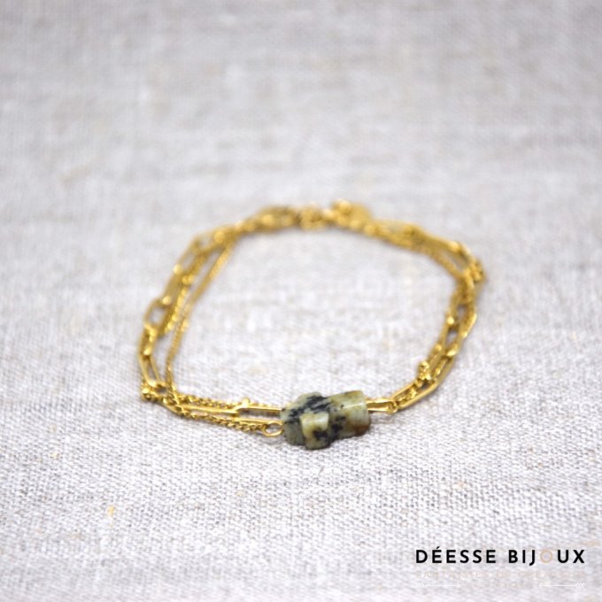 Bracelet chaine avec croix en pierre