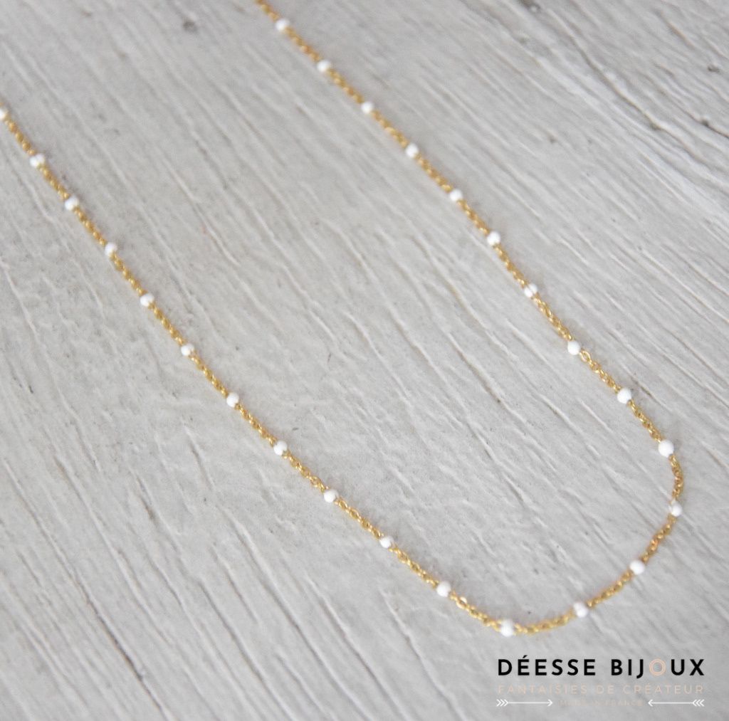 Collier Acier Inoxydable fine chaine blanc - Deessebijoux