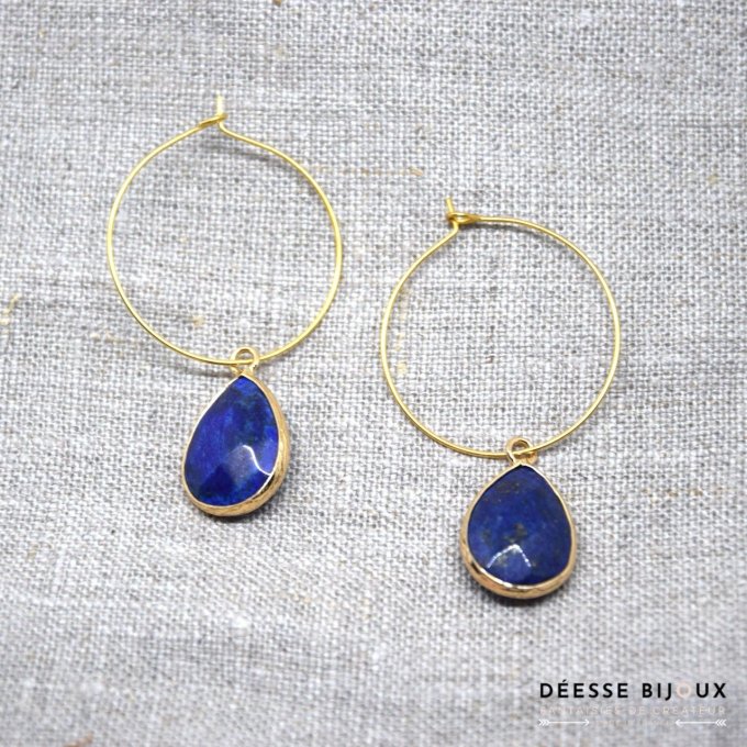 Boucles d'oreilles gouttes bleu Acier inoxydable