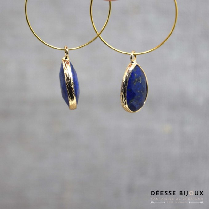 Boucles d'oreilles gouttes bleu Acier inoxydable