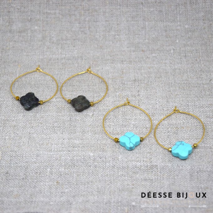 Boucles d'oreilles trèfle acier inoxydable