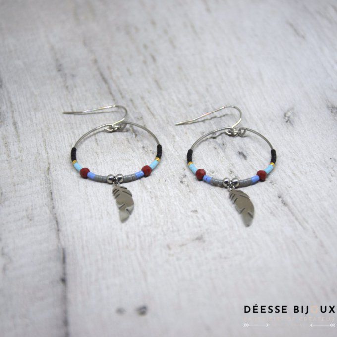 Boucles d'oreilles miyuki plume