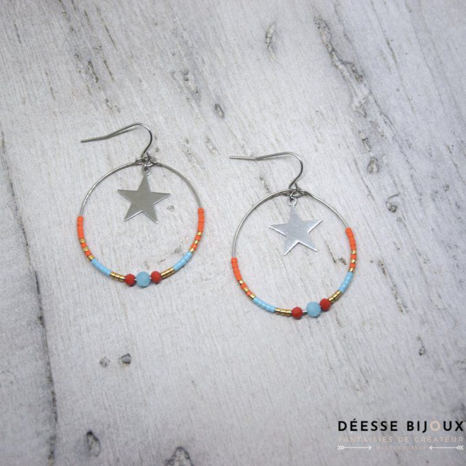 Boucles d'oreilles miyuki orange 