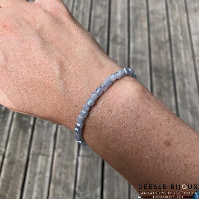 bracelet bleu verre carré