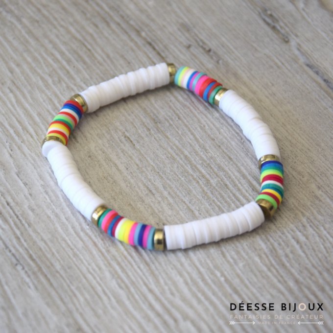 Bracelet Blanc et Multicolore