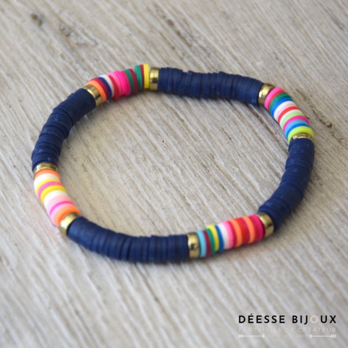 Bracelet Heishi Bleu