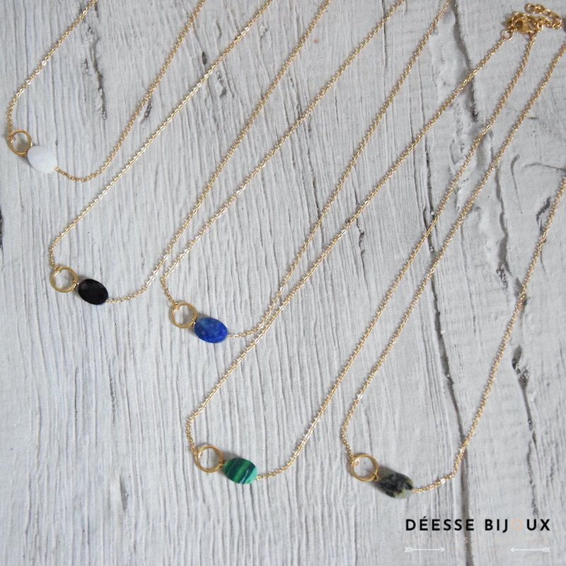 Collier Acier Inoxydable Noir, blanc, vert, gris ou bleu - Deessebijoux