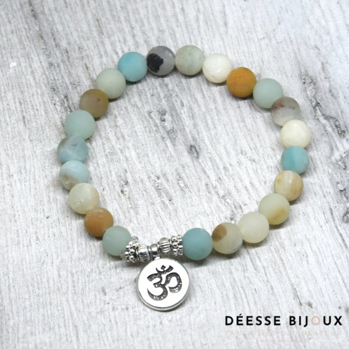 Bracelet en Amazonite et breloque bouddha, Om ou Lotus