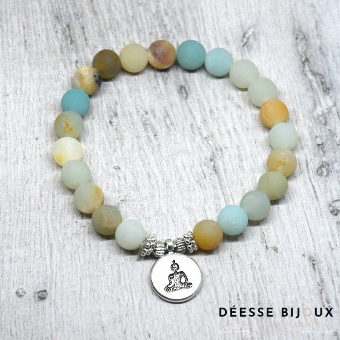 Bracelet en Amazonite et breloque bouddha, Om ou Lotus