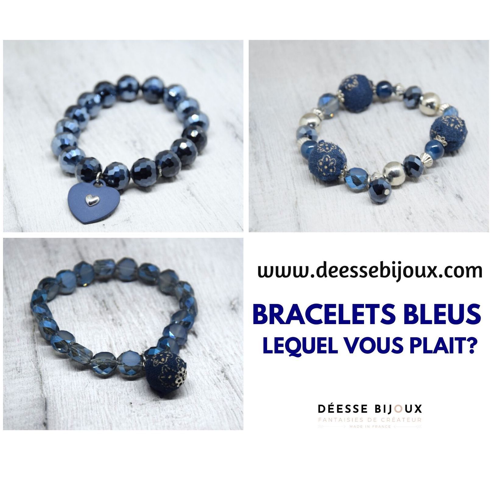 Bracelets élastiques bleus